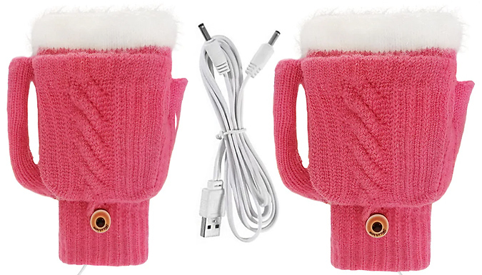 USB Heated Knitted Mittens - 4 Colour Options. at Go Groopie