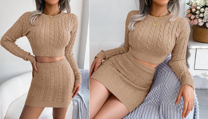 Crop top sweater store and skirt set