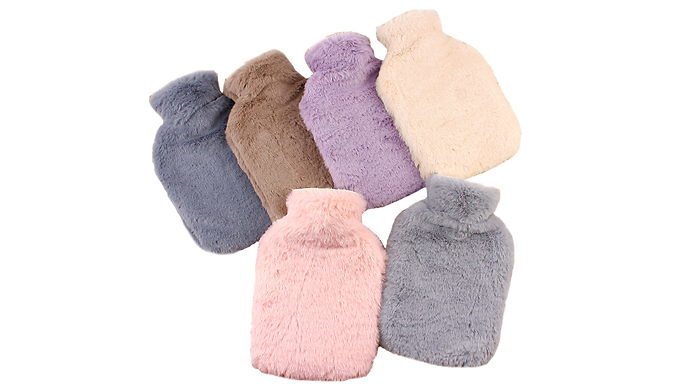 Hot Water Bottle With Plush Cover - 9 Colours