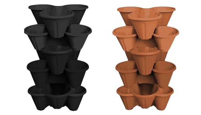 3, 5 or 6-Pack of Stackable Trio Plant Pots - 2 Colours!