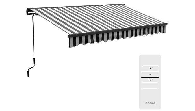 Electric Awning with Aluminium Frame & Remote Control - 2 Colours, 2 Sizes!