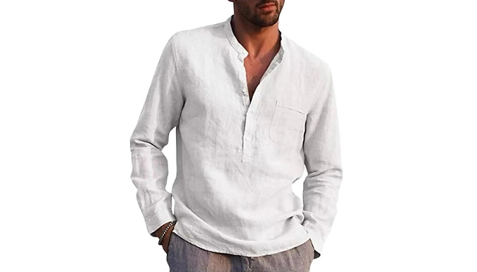 Men's Long Sleeve Casual Shirt - 7 Colours & 5 Sizes