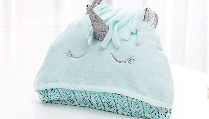 Unicorn Sparkly Hooded Blanket - 3 Colours at Go Groopie IE