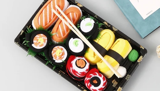 Novelty Sushi Roll Socks Gift Set - 5 Pairs!