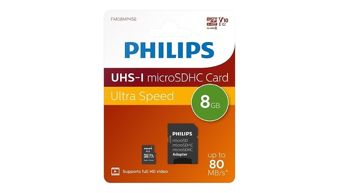 Philips MicroSDHC/XC Memory Card - 8GB, 16GB, 32GB, 64GB