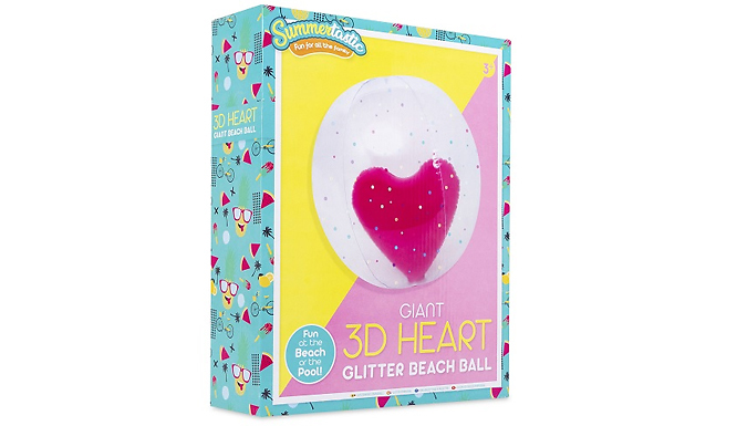 Giant 3D Glitter Heart Beach Ball