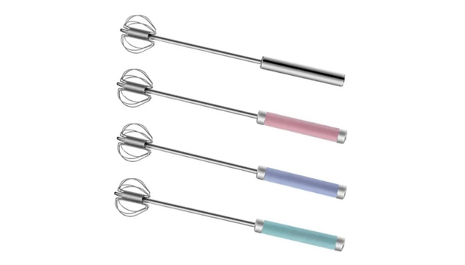 Stainless Steel Semi-Automatic Rotary Whisk - 4 Colours, 3 Sizes