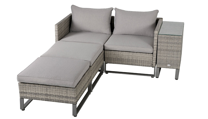 2-Seater Rattan Sofa Set Chaise Lounge at Go Groopie