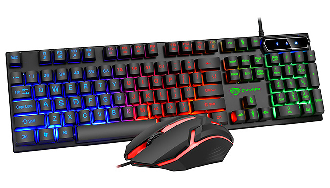 Gaming LED Backlit Keyboard and Mouse Set - 2 Colours