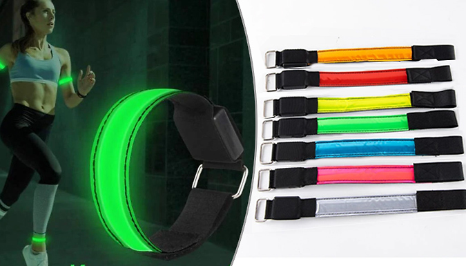 Domosecret 2-Pack of LED Light Flashing Safety Armbands - 7 Colours