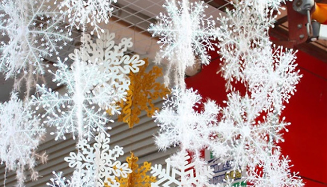 30-Pack of Sparkly White Snowflake Decorations