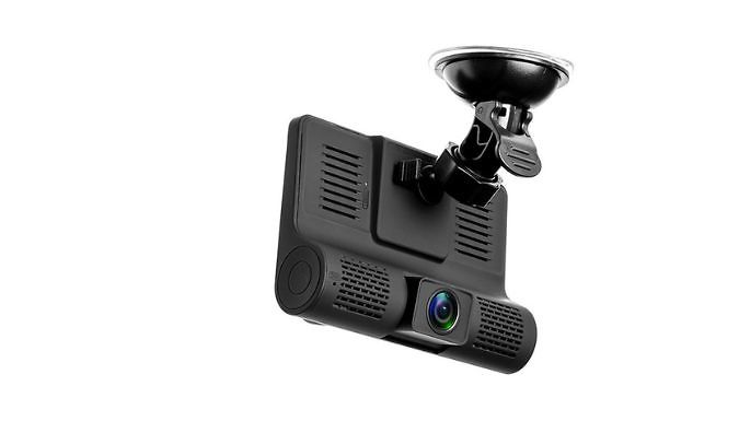 Triple Vision Dash Cam with Optional 32GB SD - Front, Rear & Interior Lenses at Go Groopie