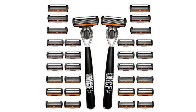 2-Pack of 6-Blade Razors with 30 Replacement Heads!