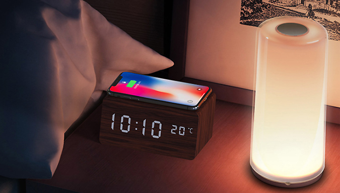 Voice Control Alarm Clock with Wireless Charging - 2 Colours