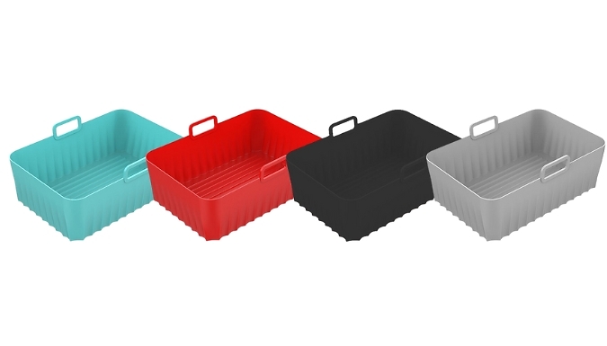 2, 4 or 6-Pack Reusable Silicone Air Fryer Trays - 4 Colours