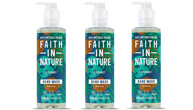 Set of 3 Faith in Nature 400ml Handwash Bottles - 4 Scents