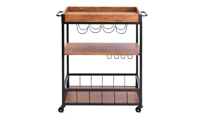 3-Tier Wood Effect Kitchen Trolley Cart