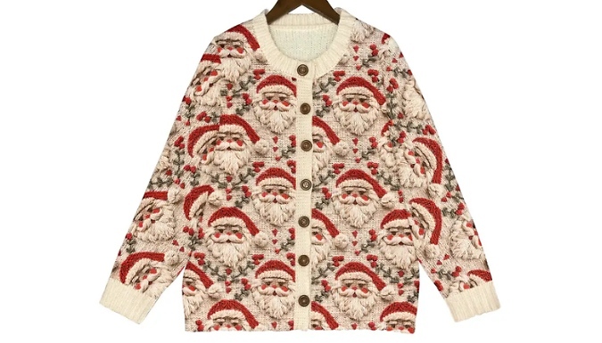 Women’s Christmas Printed Cardigan - 5 Designs & 7 Sizes