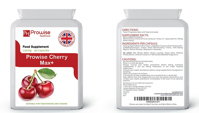 45-Day Supply of Prowise Cherry Max 750mg - 90 Capsules!