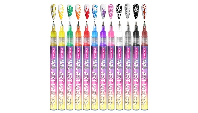 Ultra-Fine Nail Art Pens - 12 Colour Set