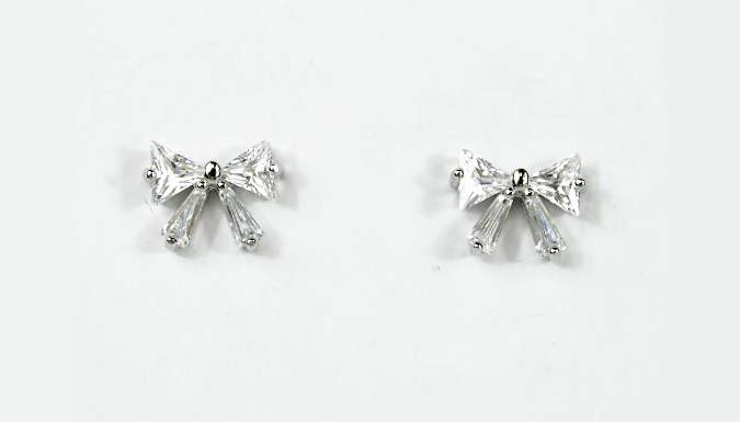 Fancy Bow Created Diamond Earrings With Jewellery Box