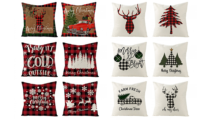 1, 2 or 3-Pack of Christmas Plaid Cushion Covers - 16 Designs