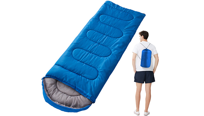 Adult Warm Portable Single Sleeping Bag - 3 Weights & 5 Colours