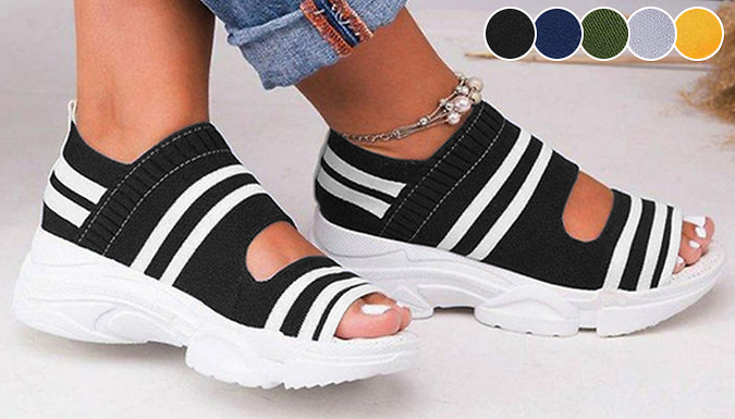 Sporty Slip On Fabric Chunky Sandals 5 Colours 5 Sizes