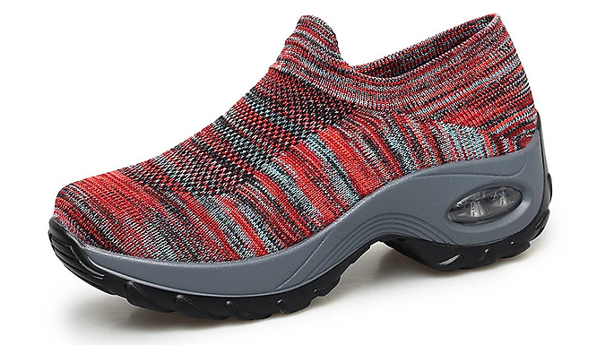 Breathable Knitted Air Cushioned Walking Shoes - 3 Colours & 6 Sizes