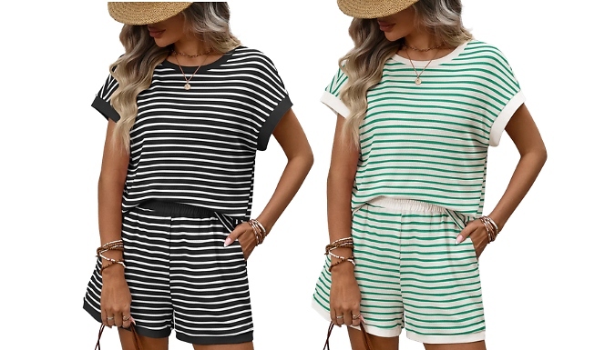 Women's Casual Striped Co-Ord Set - 6 Colours, 4 Sizes at Go Groopie IE