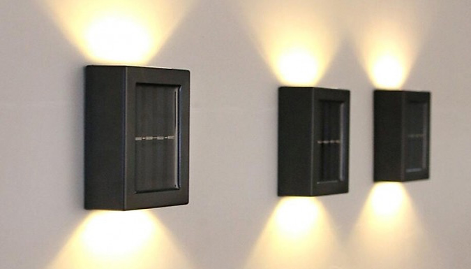 Pair of Solar Powered Up-Down Wall Lights - 3 Colours