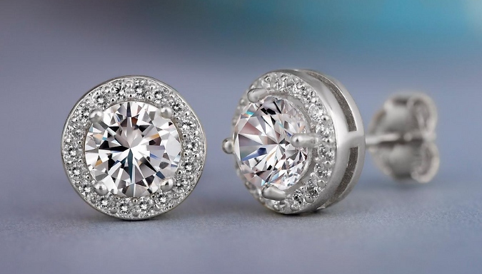 Cubic Zirconia Stud Earrings - 2 Styles, 3 Colours