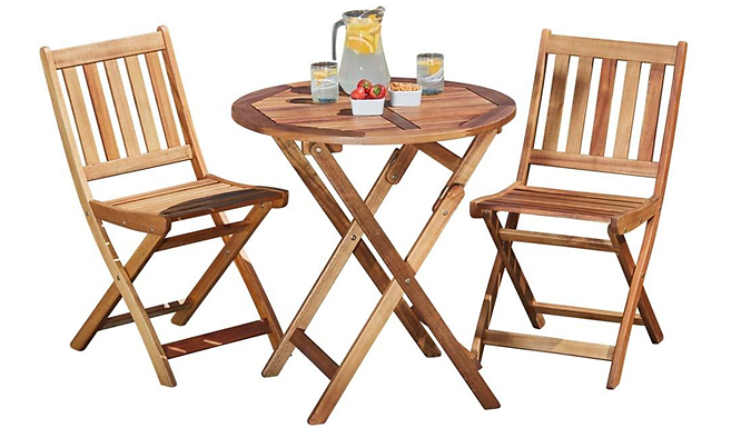 3-Piece Acacia Garden Bistro Table & Chairs Set