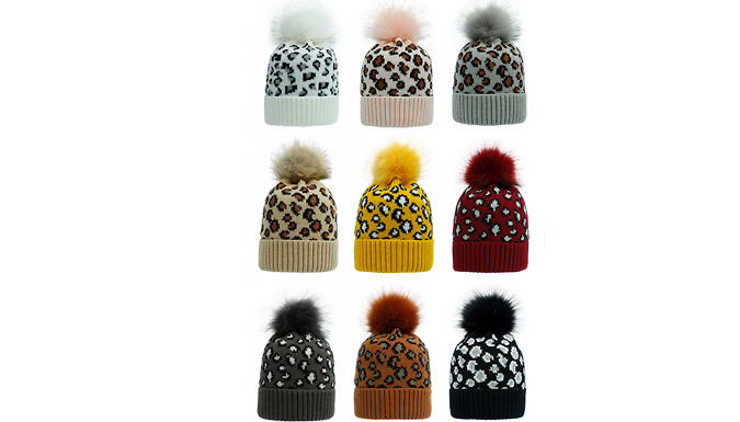Warm Winter Leopard Knit Beanie - 8 Designs from Go Groopie