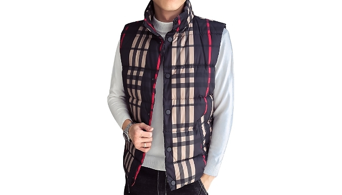 Men's Plaid Button-Up Winter Gilet - 3 Colours, 6 Sizes!