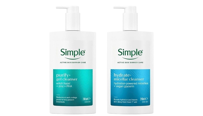 Simple Purify & Hydrate Face Wash Bundle - 240ml Per Bottle!