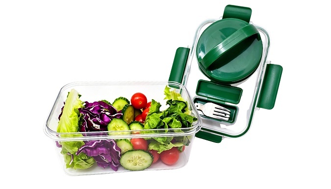 Salad Lunch Storage Jar with Fork - 3 Designs & 2 Colours!