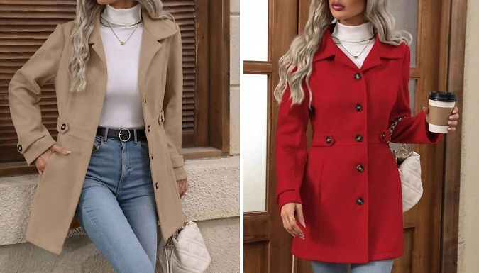 Women’s Mid-Length Single-Breasted Coat - 5 Colours, 5 Sizes!