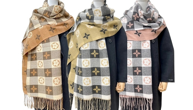Flower Icons Chequered Scarf - 3 Colours