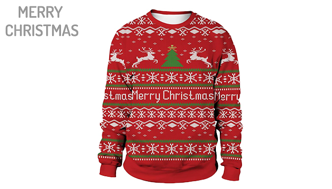 Festive Printed Christmas Jumper - 5 Designs & 7 Sizes