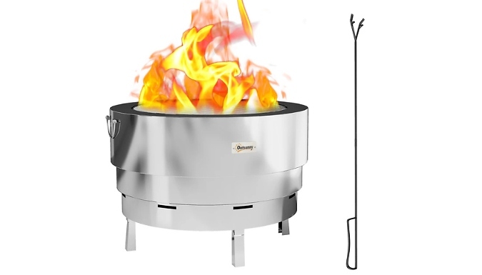 Outsunny Stainless Steel Wood-Burning Fire Pit