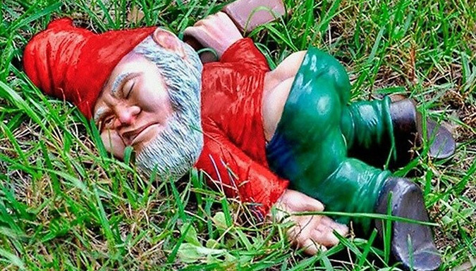 Passed Out Drunk Mini Garden Gnome - 2 Colours & 2 Sizes