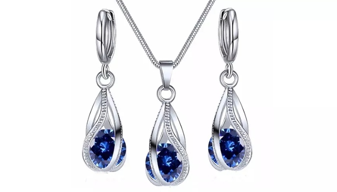 Teardrop Earrings & Necklace Set - 4 Colours