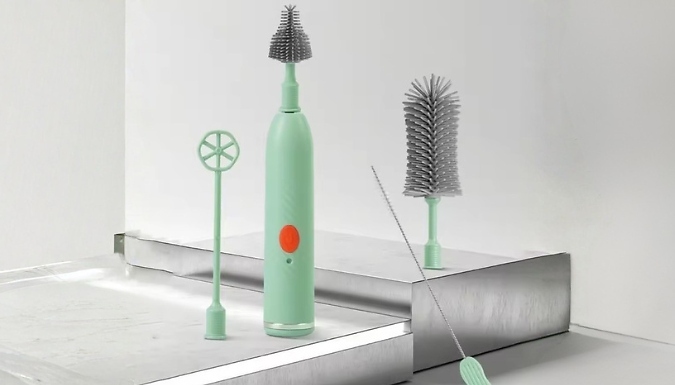 Electric Baby Bottle Cleaning Brush Set with Disinfection Storage Box - 2 Colours!