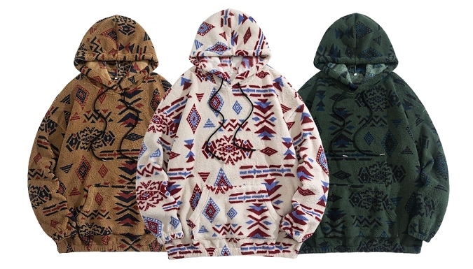 Men's Oversized Printed Fleece Hoodie - 3 Colours & 5 Sizes