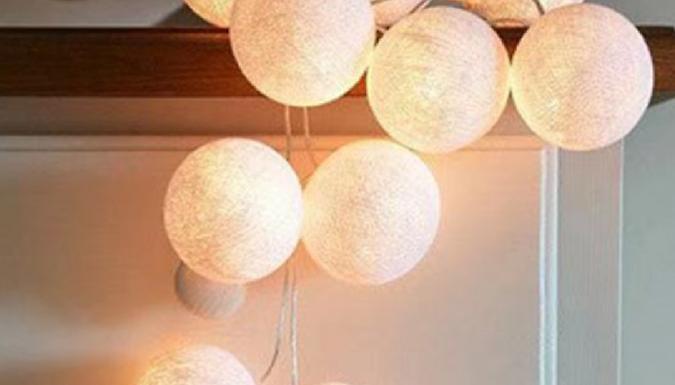 20 LED Wicker Ball String Fairy Lights - 1 or 2 Sets in 6 Colours