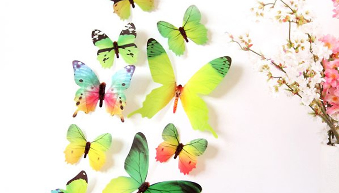 1, 2 or 4 Butterfly Wall 3D Decoration - 4 Colours