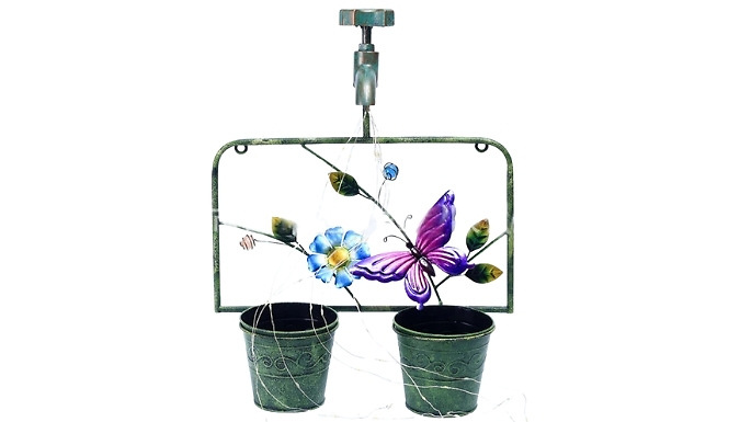 Solar Tap Light with Double Flower Pots - 2 Colours!