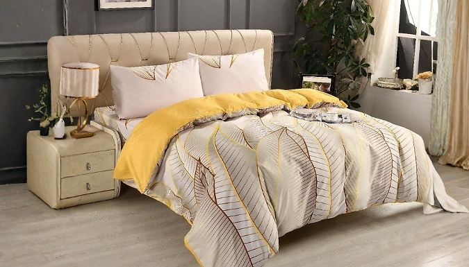 Microfibre Duvet Cover, Fitted Sheet & Pillowcase Set - 10 Designs & 4 Sizes