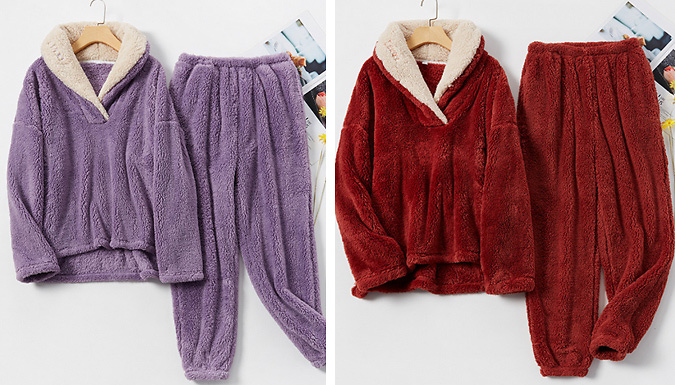 2-Piece Winter Teddy Fleece Pyjama Set - 3 Colours & 3 Sizes